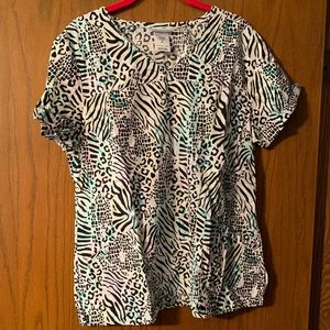 Animal print scrub top
